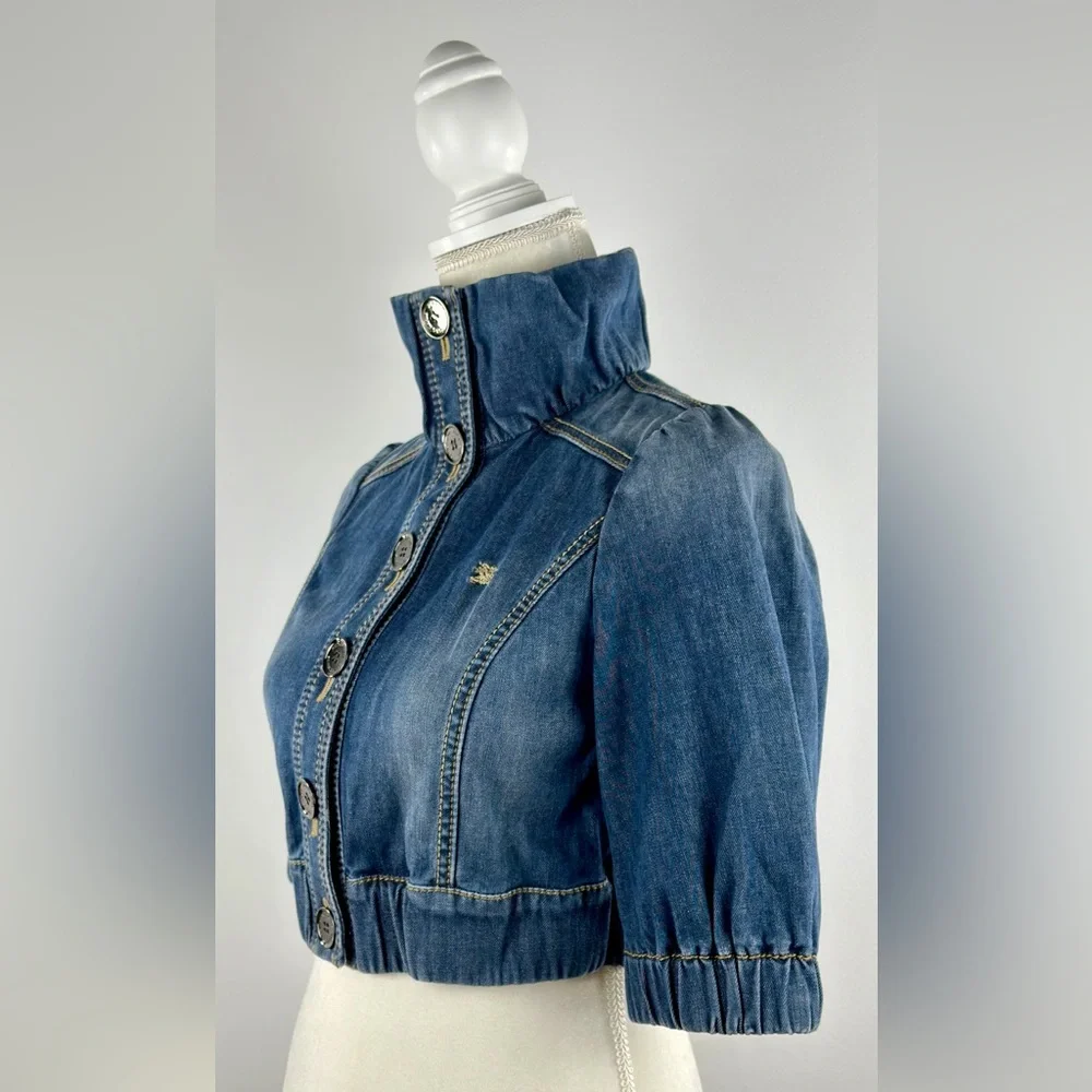 Burberry London Blue Label Women’s Cropped Blue Denim Jacket Size 38 - Picture 4 of 16